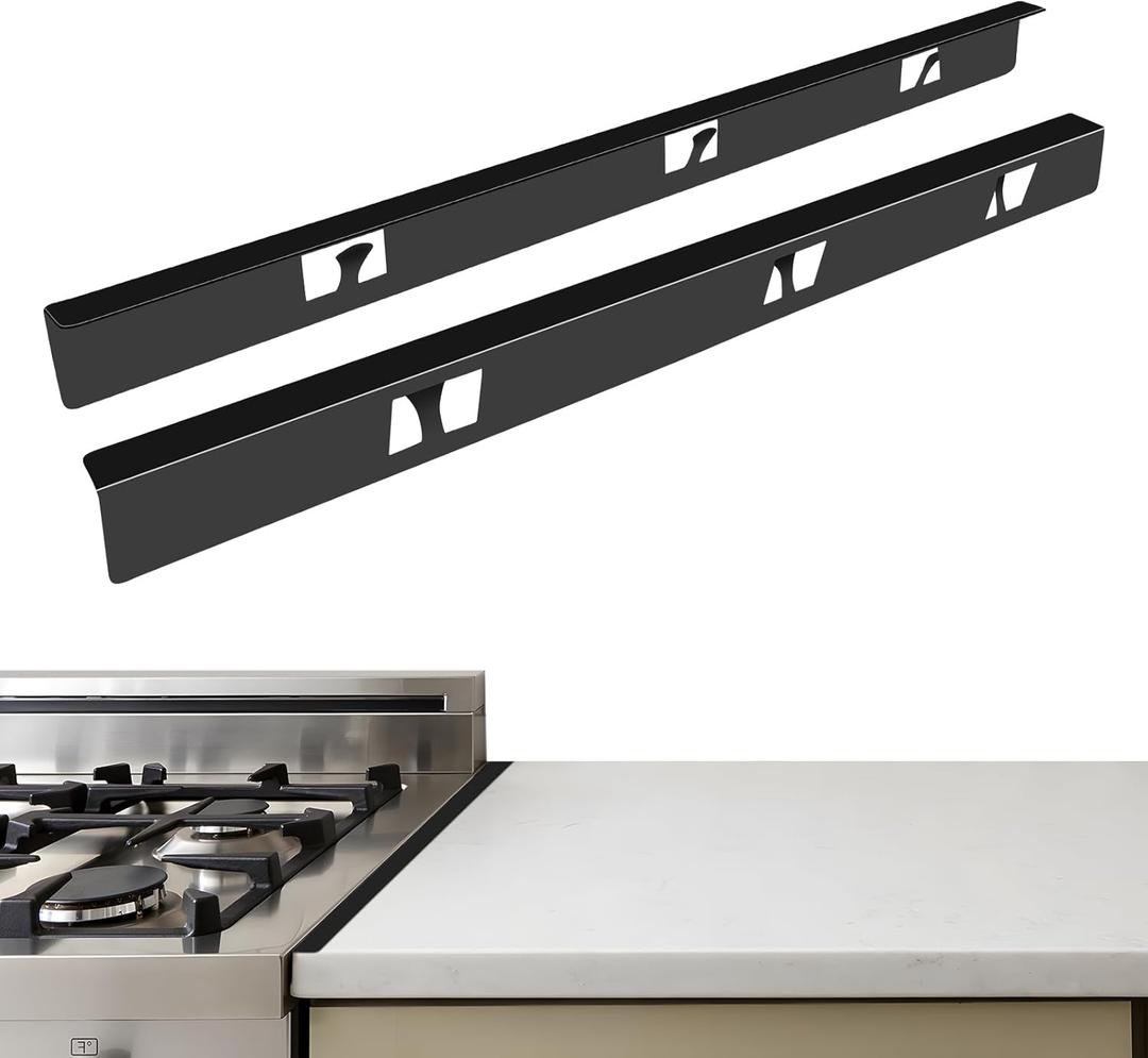 Stove Gap Covers,Stove Gap Filler, Range Trim Kit, Stove Gap Guards, Heat Resistant and Easy to Clean Aluminum Black 23.4 in.