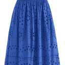 dowerme Women Summer Dresses 2025 Casual Sleeveless Crewneck A-Line Boho Lace Eyelet Cotton Tank Maxi Dress with Pockets (Blue)