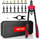 WETOLS Rivet Nut Tool Kit, 14-Inch Rivnut Tool with 7 Metric and SAE Mandrels, Professional Hand Riveter with 70Pcs Rivnuts Assortment Kit, Manual Rivet Nut Gun with Rugged BMC Case