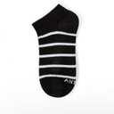 Athletic Ankle Socks, 4 Pairs, Striped Pattern, Gray White Black lue, Low Cut
