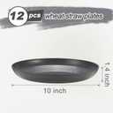 HEYCOME 12 Pcs Unbreakable Deep Dinner Plates Set, 10 inch Reusable Plastic Wheat Straw Plates, Microwave and Dishwasher Safe Plate for Kitchen, Lightweight Plate for Dessert, BPA Free, Dark Gray
