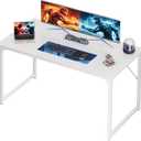 PRAISUN 48 X 24 Inch Computer Desk with Deeper Desktop, Gaming Office Writing Work Desk for Home Office, Study, Bedroom, Work from Home, Metal Frame, White, 47*23.6inch