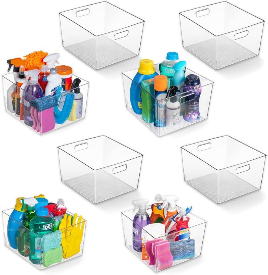ClearSpace Clear Plastic Storage Bins XL 8 Pack Perfect Kitchen or Pantry Organization Fridge Organizer and Storage Bins, Cabinet Organizers