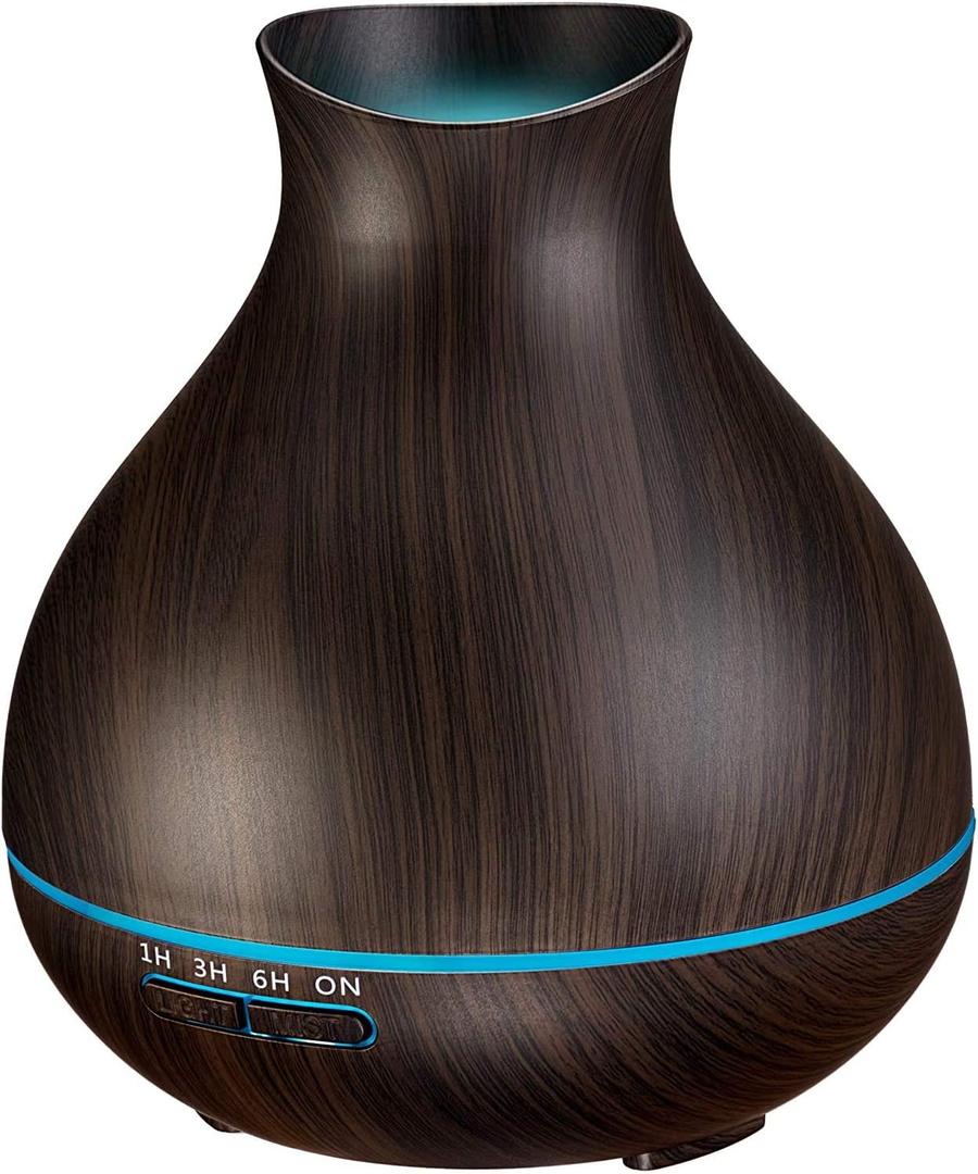 BZseed Aromatherapy Essential Oil Diffuser, 550ml Ultrasonic Fragrant Oil Large Room Humidifier, Diffusers for Home with Timer and Waterless Auto-Off, 7 Color LED Lights,Cool Mist Humidifiers (Dark Brown)
