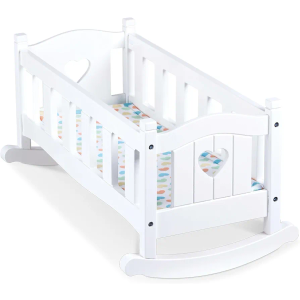Melissa & Doug Mine to Love Wooden Play Cradle for Dolls, Stuffed Animals - White