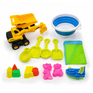 50 Pcs Beach Sand Set Collapsible Sand Bucket and Shovels Set with Mesh Bag Water Gun Trucks Castle Animal Molds Beach Travel Essentials Set for Summer Outdoor