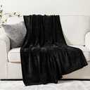 BATTILO HOME Black Throw Blanket for Couch, Woven Chenille Throw Blankets for Bed, Chair, Sofa, Black Knitted Blanket Cozy Soft Blanket, 51"x67" Black