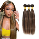 Light Brown Bundles Human Hair Highlight Straight Human Hair Bundle 20 22 24 Inch Double Weft P1B30 Ombre Bundles 150G Brazilian Virgin Remy Hair Extensions Deals