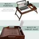 ROSSIE HOME Bamboo Bed Tray with Phone Holder, Extra Large Lap Desk for Laptops up to 17.3 Inches Java Style No. 78112