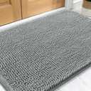 OLANLY Dog Door Mat for Muddy Paws 34x21, Absorbs Moisture and Dirt, Absorbent Non-Slip Washable Doormat, Quick Dry Chenille Mud Mat for Dogs, Entry Indoor Entryway Carpet for Inside Floor, Grey