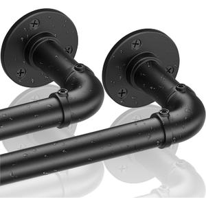 Industrial Curtain Rods for Windows 66 to 120, 2 Pack 1 Inch Heavy Duty Curtain Rods, Indoor/Outdoor Curtain Rod 72-144 Inch, Wrap Around Blackout Curtain Rod, Rustic Black Drapery Rods
