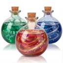 Tessco for you 3 Pcs Round Glass Bottles 8.5 oz Potion Bottles Clear Spherical Decorative Jars for Liquor Candy Potpourri Halloween Christmas Decoration DIY Art Crafts Gift(Classic)