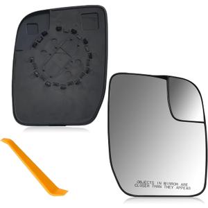 Passenger Side Mirror Glass with Backing Plate Compatible with 2010-2014 Ford E150 E250 E350 Super Duty Econoline Van, Right Convex Lens Replacement, Replaces OE AC2Z17K707A AC2Z-17K707-A