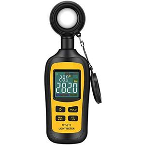 Light Meter Digital Illuminance Meter Handheld Ambient Temperature Measurer, Range up to 200,000 Lux, Luxmeter with 4 Digit Color LCD Screen