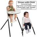 Primo Cozy Tot Deluxe Convertible Folding High Chair & Toddler Chair - Portable Foldable Baby Chair/Toddlers Highchair - Travel Friendly, Removable EZ Clean Tray, Black/White, 22"x21"x33.5"