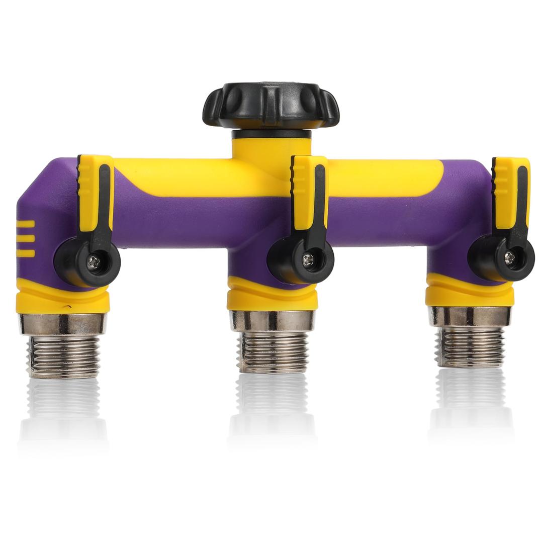 Garden Hose Splitter，3 Way Outdoor Faucet Splitter，with Shutoff Valves Garden Hoses Connector -T Water Spigot Splitter- Water Adapter ，3/4" GHT Thread 