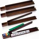 4 Pcs Walnut Wood Mahjong Rack Set with Magnetic Chip Holder, 17.5 inches