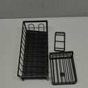 Sinnsally Kitchen Sponge Holder,Sink Caddy Organizer with Brush Holder,Stainless Steel Sink Box Dish Scrubber Holder with Self Drain Tray,Soap Dispenser Storage Accessories for Kitchen Counter(Black)