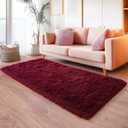 Burgundy Runner Rug for Hallway, Bedroom Bedside Plush Rugs, Non Slip Fluffy Shaggy Carpet for Kids Home Decor, Dorm Nursery 2x6 Ft