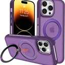 Ankceed for iPhone 14 Pro Max Case, Compatible with 360° Spin Magnetic Stand, Compatible with MagSafe, Military Drop Protection, Anti-Scratch Shockproof Protective Cover 6.7 Inch, Purple