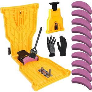 Chainsaw Sharpener, Universal Chain Saw Sharpener Tool, Fast Chainsaw Chain Sharpener, Chainsaw Sharpening Kit with 10 Sharpening Stones, Portable Chain Saw Blade Sharpener for 12-22 Inch Chain Saws