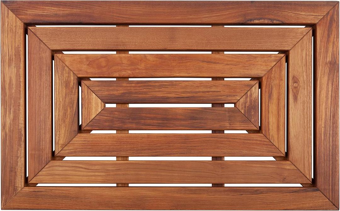 Nordic Style Premium Teak Shower and Bath Mat for Indoor and Outdoor Use - Non-Slip Wooden Platform for Spa, Sauna, Pool, Hot Tub - Flooring Decor and Protector (31.4" x 19.6", Oiled Finish)
