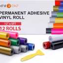 HTVRONT Permanent Vinyl Bundle -12 Pack 12 Inch by 5 Feet Permanent Adhesive Vinyl Rolls Compatible with Cricut Cutting Machine, Silhouette, Cameo Cutters, Signs, Scrapbooking, Craft, Die Cutters (Multicolor)
