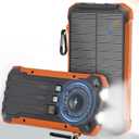 Power Bank Portable Solar Charger, Wireless Fast Charging Battery Pack, 20000mAh Capacity USB-C Input, 6 Outputs, Dual LED Flashlight, USB Battery Pack for Cell Phone Camping Travel Emergency (Orange)