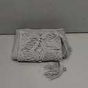 Mkono Macrame Couch Organizer Remote Control Caddy Sofa Armrest Armchair Bedside Storage Holder Bag for TV Remote, Magazine, Books, Cell Phone, iPad, Boho Living Room Home Dorm Decor, Grey (Medium)