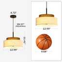 3-Light Farmhouse Pendant Light Fixture 2-Tier Drum Pendant Lighting with Fabric Shade 13inch Rustic Hanging Chandelier for Living Room Kitchen Dining Room Bedroom Entryway, 12.99inch