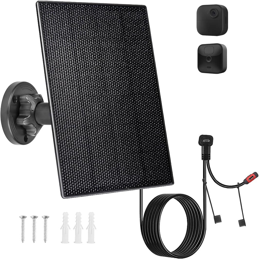 Solar Panel Charger for Blink Camera,3W Solar Kit Build-in 2600mAh Rechargeable Battery, IP66 Waterproof