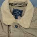 MAGCOMSEN Men's Winter Jacket Lined Sherpa Jacket Warm Trucker Coat Multi Pocket (Medium, Khaki)