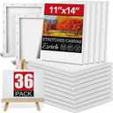 ESRICH Stretched Canvas for Painting 11x14 Inch, 36 Pack Blank Canvas -5/8 in Profile Primed Cotton White Canvases for Painting for Oil & Acrylic Paint
