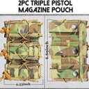 2PC Double Pistol Mag Pouch Molle, Tactical Open Top Handgun Magazine Holster, Universal Dual Stack Mags Holder for 38Spl / 9mm 40 Calibers,45 ACP Glock, SIG, S&W, M&P, 1911 etc