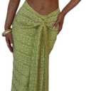 Womens Two Piece Sets Sexy Boho Tube Top and Long Wrap Maxi Skirts Set Summer Beach Vacation Outfits (Small, Green)