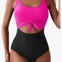 Eomenie Women's One Piece Swimsuit Tummy Control Slimming Bathing Suit Cutout Tie Knot Swimwear, M