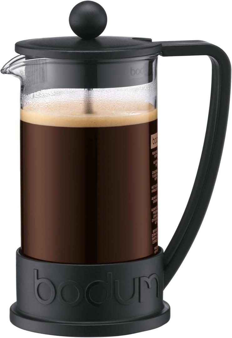 Bodum 12oz Brazil French Press Coffee Maker, High-Heat Borosilicate Glass, Black - Made in Portugal