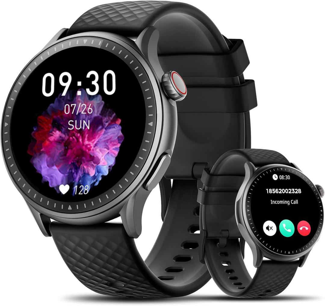 Smart Watch for Men Women, 1.46'' AMOLED Ultra-HD Screen Fitness Tracker with Heart Rate/Sleep/SpO2 Monitor, Answer/Make Call, 3ATM Waterproof Smartwatch for iPhone/Samsung/Android, 110+ Sport Modes