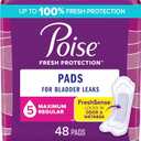 Poise Incontinence & Postpartum Pads for Bladder Leaks, 5 Drop Maximum Absorbency, Regular Length, 48 count, 4 packs, Packaging May Vary