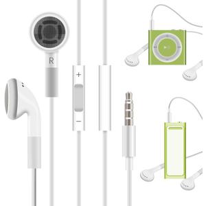 Jelanry 3.5mm Earphone Earbuds Headphones with Remote for Shuffle 2 3 4 5 6, Touch 2G 3G 4G 5G Classic nano6 - White