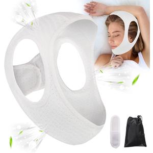 Chin Strap for Cpap Users Anti Snoring Devices - Forzacx Breathable Cpap Chin Strap Snoring Solution, Soft Non-Stick Hair Snore Stopper, Elastic Easy to Wear - White