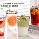 200 Pack Silver Plastic Cups, 12 Oz Clear Disposable Cups with Silver Rim, Heavy Duty Cocktail Cups for Party, Wedding and Daily Use, 200PCS