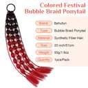 Colored Hair Extensions, 20" Lightweight Colored Hair Extensions for Kids Bubble Ponytail Extension with Hair Tie, Ombre Crazy Hair Day Accessories for Girls for EDC Festival Rave B45 (Black To Red)