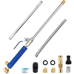 High Pressure Jet Hose Nozzle Attachment Wand，Power Washer Hydro Nozzle Attachment,Wand Lance for Gutter Patio Car Pet Window Glass Blue Extend