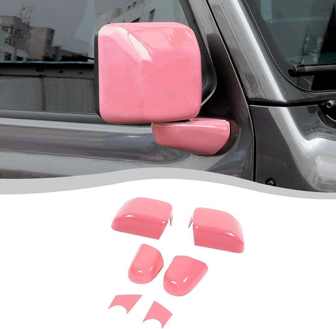 Side Mirror Cover, Rearview Mirrors Decoration Trim Kit Fit for 2018-2026 Jeep Wrangler JL JLU & Gladiator JT(Pink)