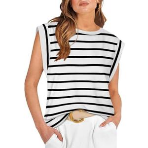WIHOLL Cap Sleeve Tops for Women Summer Top Basic Tee Shirts Business Casual Tank Loose Fit 2026 Fashion, Large