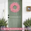 26 Inch Spring Wreaths for Front Door Large Valentines Spring Door Wreath Easter Wild Floral Summer Wreaths Outside All Season for Farmhouse Porch Wall Wedding Living Room Home Decor(Pink)