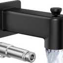 All Metal Tub Spout with Diverter, KES 5-3/8 Inch Bath Tub Faucet Replacement with Stainless Steel Extension Nipple, Black Shower Slip-on Bathtub Faucet for 1/2 Inch Copper Pipe, PTSN300-BK
