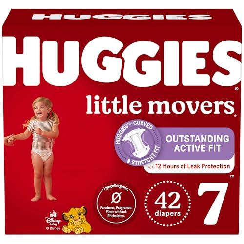 Huggies Size 7 Diapers, Little Movers Baby Diapers, Size 7 (41+ lbs), 42 Count, Packaging May Vary
