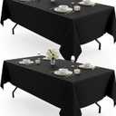 Pureegg Rectangle Table Cloth 60" x 102" – Durable Polyester Tablecloth Offers Reusable & Washable Protection, Ideal for Outdoor Party, Picnic, Wedding, Banquet and Birthday, 2 Pack, Black